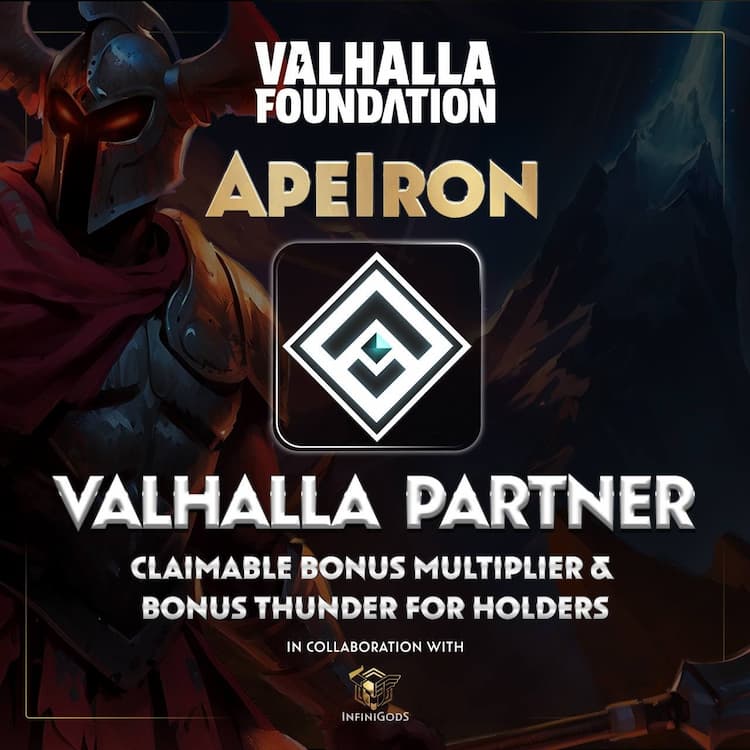 Apeiron announces a partnership with the Valhalla Foundation and InfiniGods for the “Road to Valhalla” quest campaign.