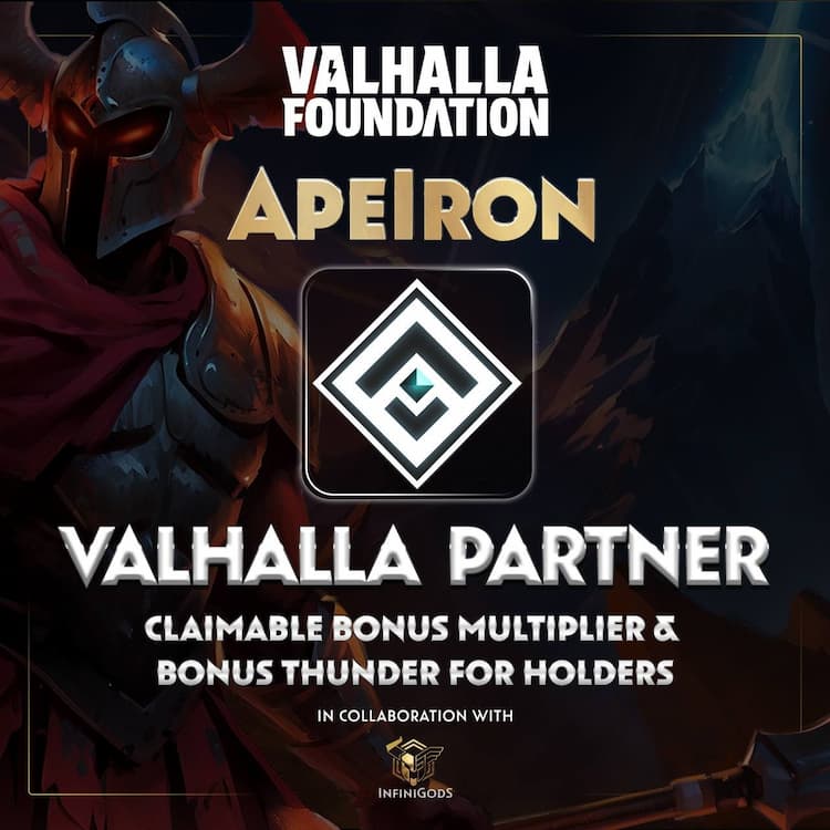 Apeiron announces a partnership with the Valhalla Foundation and InfiniGods for the “Road to Valhalla” quest campaign.