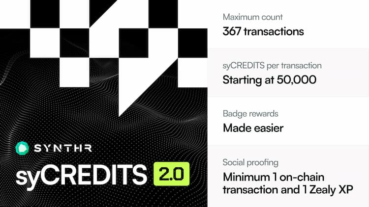 SYNTHR launches syCREDITS 2.0 on Testnet.